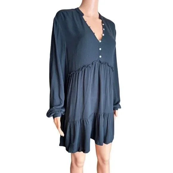 The Normal Brand Washed Black Mini Dress Small Minimalist LBD Quiet Luxury - Picture 3 of 7